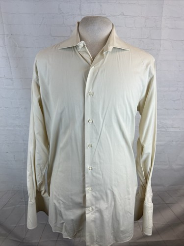 Burberry Men's Cream Yellow Cotton Dress Shirt 15.5 - 16 33/34 $695