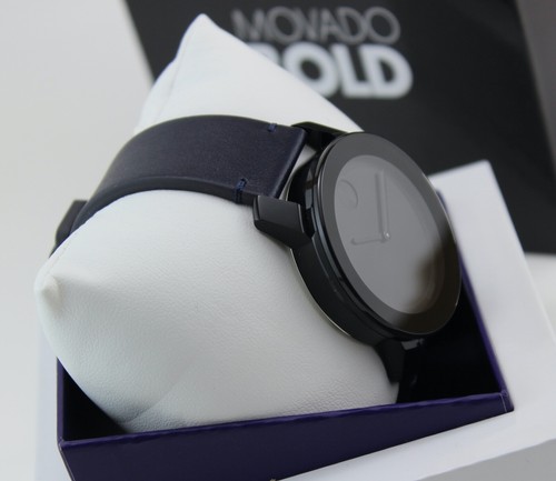 NEW AUTHENTIC MOVADO BOLD TR90 TREND NAVY BLUE LEATHER BLACK MEN'S 3600583 WATCH - Picture 5 of 9