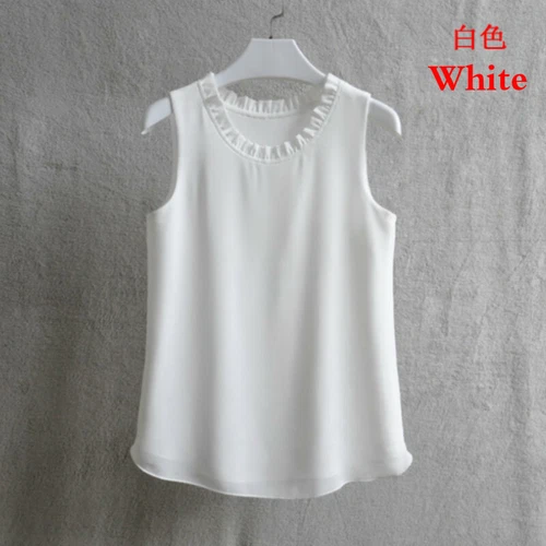 Lady Double Layer Chiffon Tank Top Vest Camisole Ruffle Basic T Shirt Loose Fit - Picture 4 of 36