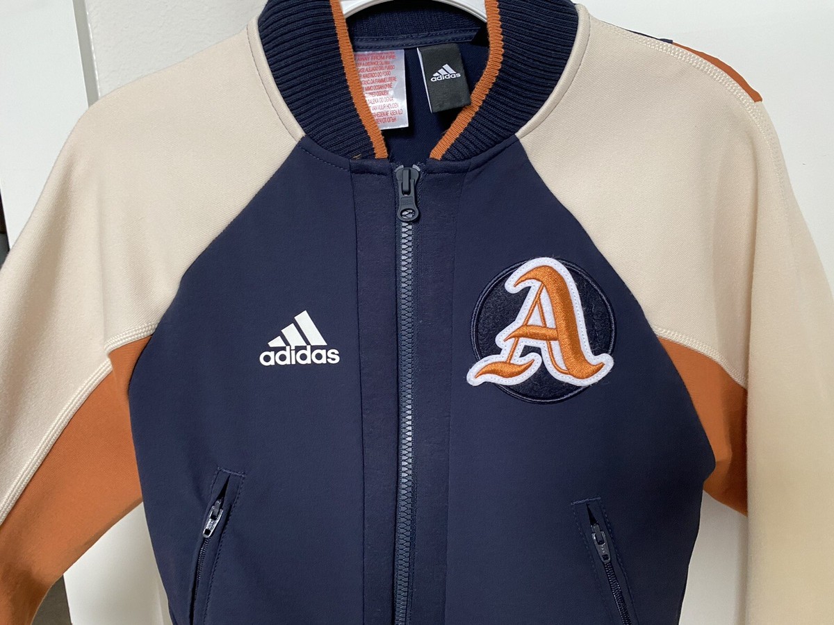adidas - adidas vrct バーシティジャケット Adidas boys toddlers varsity VRCT jacket letter A blue brown