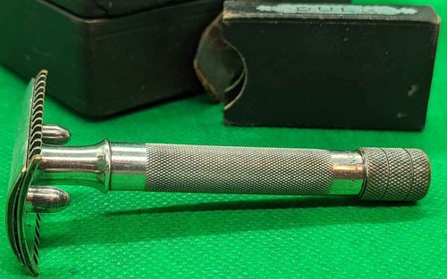 Vintage 1906 Single Ring Razor With Gillette Sales Co Time Square New York Case - Picture 6 of 14