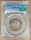 1870 PCGS & CAC G04 Liberty Seated Quarter 25c
