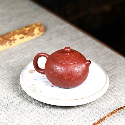 Full Handmade Tea Pot Dragon Carved Embossed Marked Xishi Pot Real Yixing Zisha - Picture 8 of 10