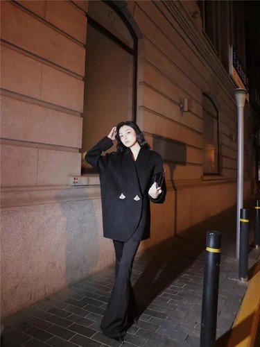 2024Mulberry Silk Double Sided Wool Coat Women's Button Full Diamond Trench Coat - Bild 13 von 28