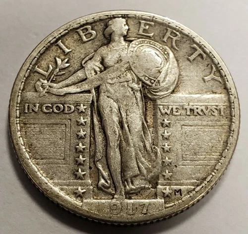 1917 Ty-2 Standing Liberty Quarter - Some Luster - Weak Strike - XF - SKU-Z1968