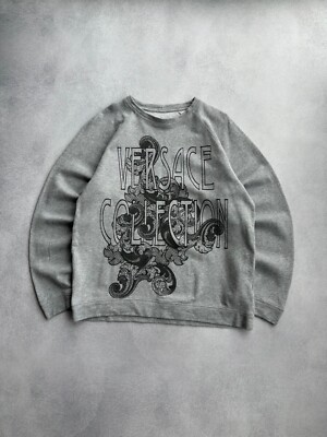 Gianni Versace Big Logo Versace Collection Grey Mens Sweatshirt Sz L