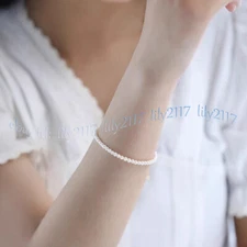 Mini 2-3mm Genuine Natural White Akoya Pearl Real Pearl Bracelet 7.5 inches