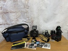 Vintage Lot Nikon EM 35mm Film Camera Zoom Lenses Filters Flash Grip More T9