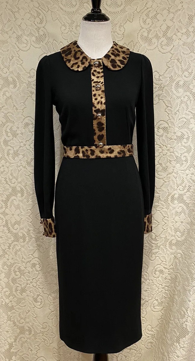 Dolce & Gabbana Long sleeve black with Leopard Trim Cady