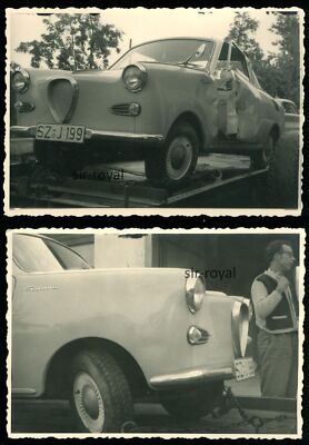 2 x Goggomobil from Salzgitter after accident - 1960s - accident vehicle - photo 10x7cm