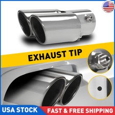 Car Rear Dual Exhaust Pipe Tail Muffler Tip Chrome Stainless Steel Accessories