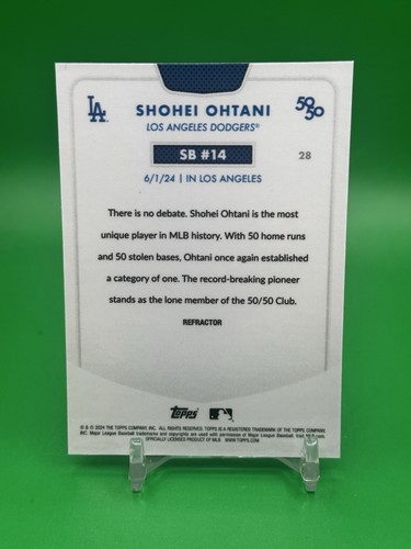 SHOHEI OHTANI 2024 TOPPS CHROME 50/50 REFRACTOR SB #14 DODGERS - Picture 2 of 2