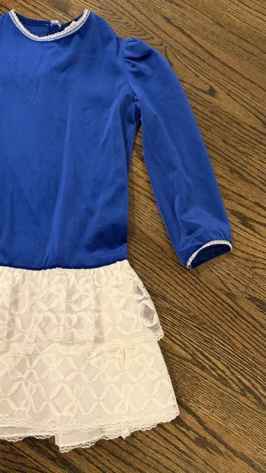 Arlene Aires's Vintage Blue Velvet Lace Girls Dress Size 8 NWOT Made In USA Rare - Image 3 of 4