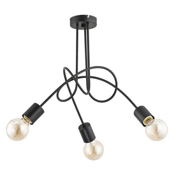 Deckenlampe Metall Schwarz B: 48 Cm E27 3-Flammig Retro Deckenleuchte KüChe Flur-image