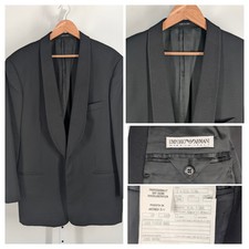 Giorgio Armani Shawl Collar Tuxedo Jacket Satin Lapel Size 52 Italy Emporio 42"