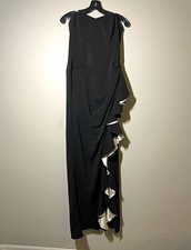 Badgley Mischka Women’s Black Formal Maxi Dress Cascading Ruffle Size 10