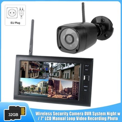 EU Plug Wireless Überwachungskamera DVR System mit 720P Kamera und 7 Zoll LCD