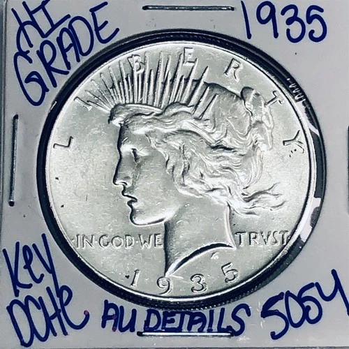 1935 SILVER PEACE DOLLAR AUTHENTIC HI GRADE U.S. MINT COIN RARE KEY DATE 5054