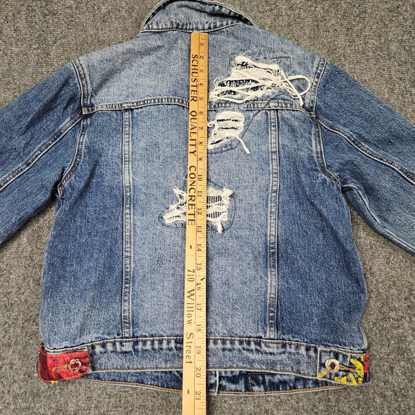 Patchwork Reworked Jean Jacket S Crop Distressed … - image 13