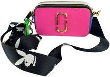 MARC JACOBS The Snapshot New Vivid Pink Multi Leather Shoulder Crossbody Bag
