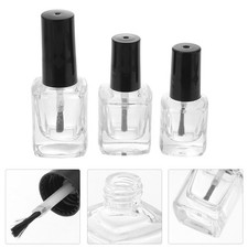 3 Pcs Empty Nail Polish Bottles Square Clear Glass Bottles With Brush Container
