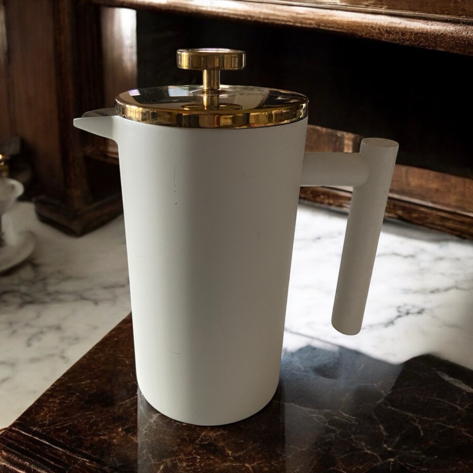 White and Gold French Press