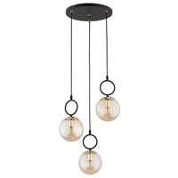 Pendelleuchte 3-Flammig Glas Schwarz Bernstein E14 L:37 Cm HäNgelampe KüChe