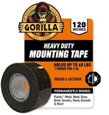 Gorilla Heavy Duty Double Sided Mounting Tape, Black Tape, 1" x 120" Pack of 1 