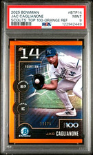 11/25 Orange Refractor PSA 9 MINT 2025 BOWMAN SCOUT TOP 100 BTP14 JAC CAGLIANONE