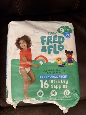 Fred & Flo Size 9+ Ultra Dry 16 Nappies Diapers - Pack of 16