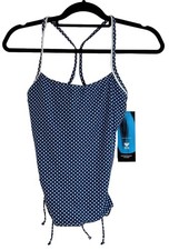 NWT TYR Women's S U-Wire Schnozbery Blue White Polka Dot Tankini Swimsuit Top S