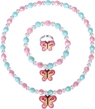 Girls Colorful Butterfly Jewelry Set - Toddler Butterfly Necklace Girls Pretend