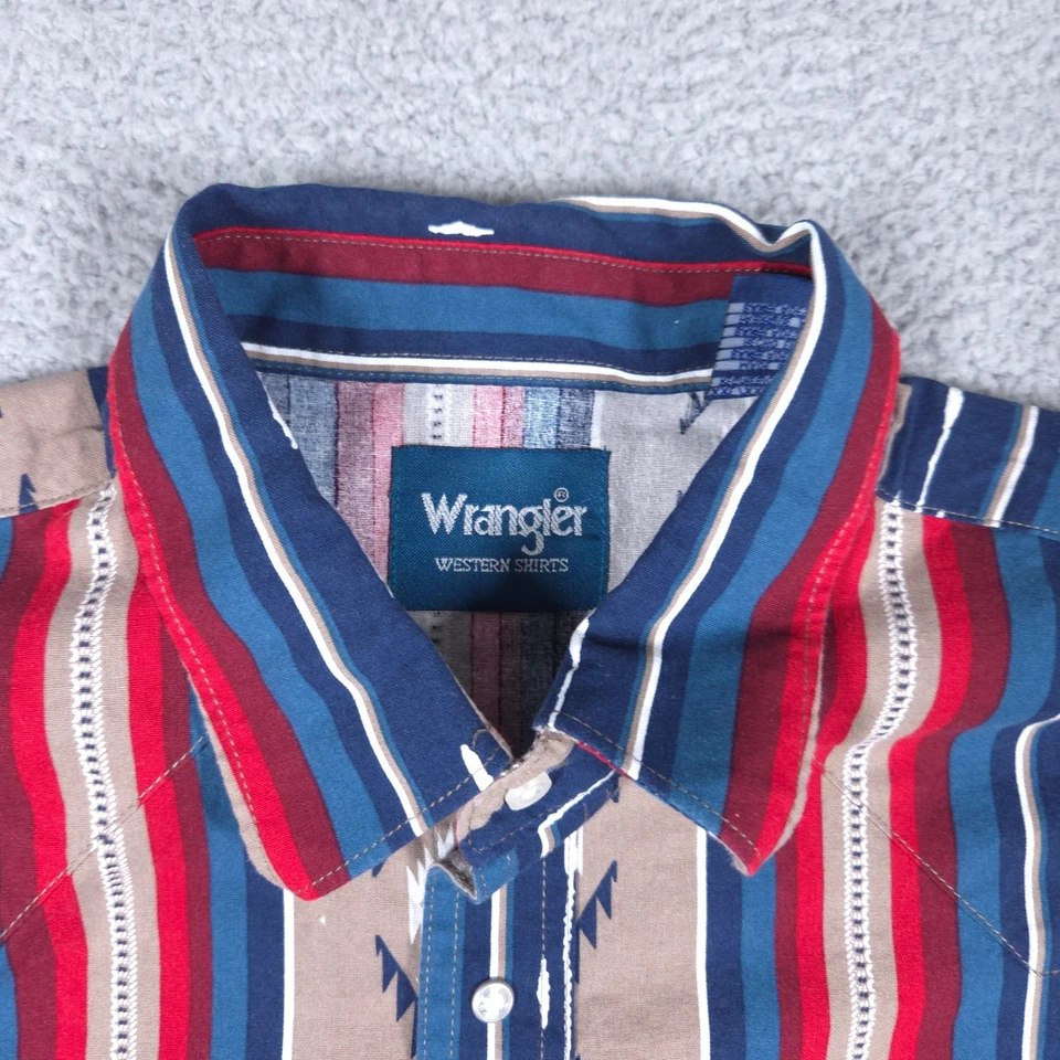 Vintage Wrangler Shirt Men's XL Aztec Striped Pearl Snap Long Sleeve Western - Image 2 of 4
