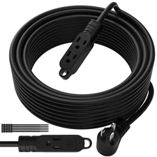 Power Extension Cord 50 FT 16/3 Gauge with 3 Outlets 90 Degree Angled Plug