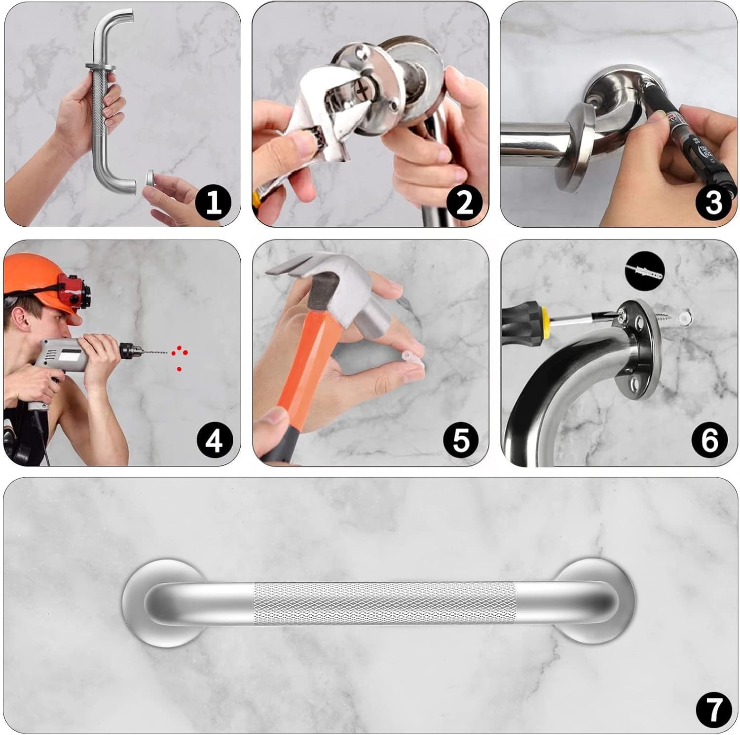 2 Pack 16 Inch Grab Bars for Bathtubs and Showers, Anti Slip Shower Grab Bars...