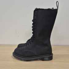 Stivali DrMartens 1b99 Blair foderati in pelliccia metà polpaccio pelle nera zip 14 occhi UK 6,5