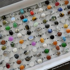 25/50Pcs Mixed Rings Bulk Oval Band Rings Unisex Party Daily Jewelry Gift