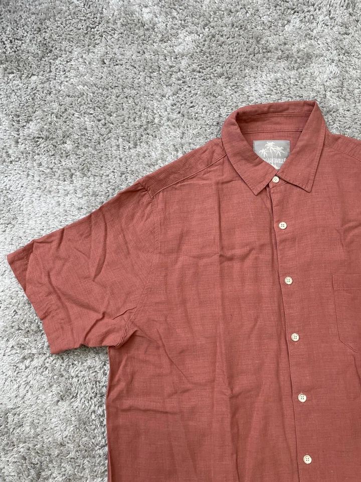 Margaritaville Shirt Mens XL Rust Red Linen Blend Short Sleeve Button Up Casual - Image 4 of 4