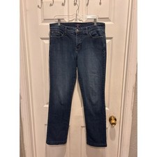 NYDJ Straight Leg Jeans Womens 12 Dark Wash Blue Stretch Denim Made in USA