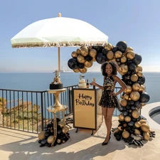 LAGarden 6Ft Fringe Patio Umbrella Jazz Age, Beige with sequin, JZ6-15