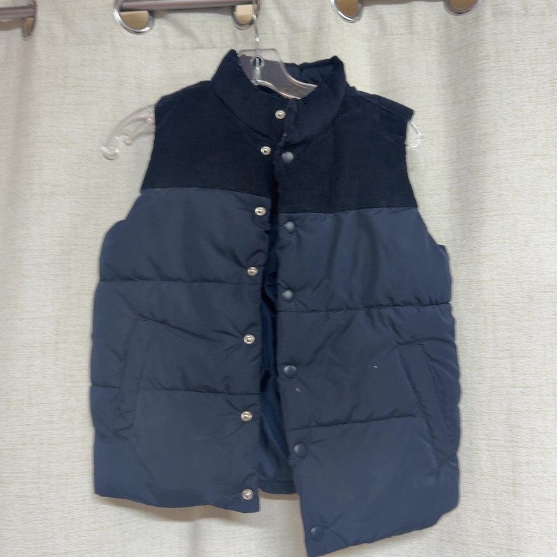 OLD NAVY Navy Blue Kids Puffer Vest Corduroy Trim Quilted Jacket M (8)
