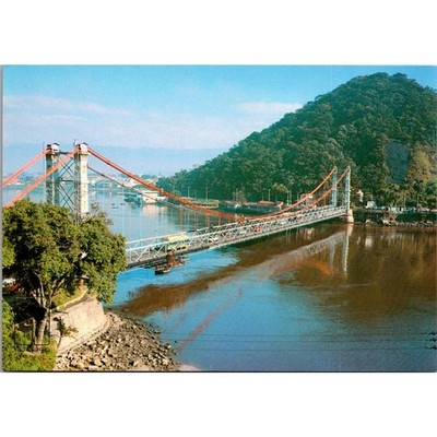 Ponte Pensil Suspension Bridge in Sao Vicente Brazil Vintage Postcard SPI28