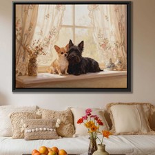 Oil Painting Dog Chihuahua Canvas Print Scottish Terrier Living Room Decor Art