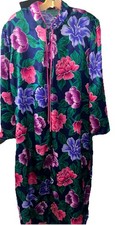 VTG Christian Dior Loungewear Floral Kaftan Pockets 1/2 Zip Large Shoulder Pads