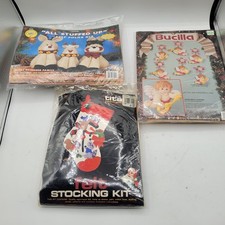Lot 3 Crafts Felt Christmas Kits Stocking Cherubs Reindeer Snowman
