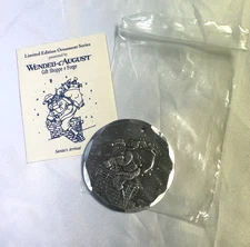 Wendell August Forge Vintage 1995 Aluminum Christmas Ornament Santa Down Chimney