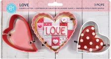 R&M International Polyresin Coated Cookie Cutters,Assorted Hearts 3-PieceSet