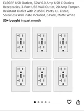 USB Outlets, 30W 6.0 Amp USB C Outlets Receptacles, 3-Port USB Wall Outlet, 2...