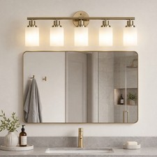 31" Gold Vanity Light Bathroom Mirror Wall Lamp 5 Lights Dressing Sconce Fixture