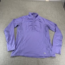 Adidas Activewear Top Women Large Purple Pullover Climalite 1/4 Zip Thumb Hole